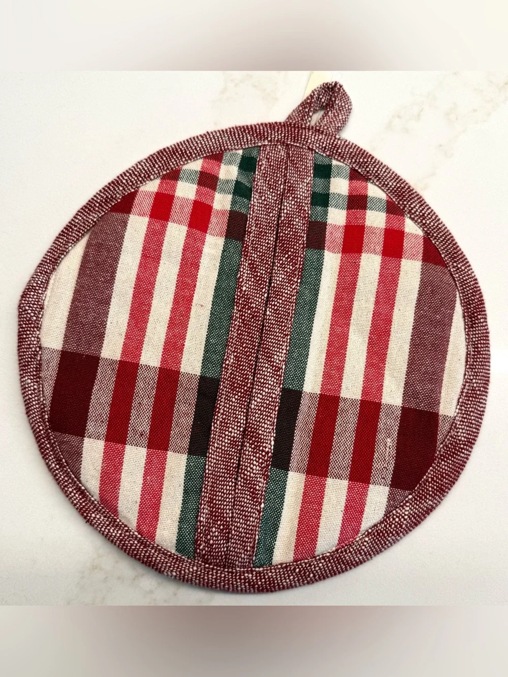 Magnolia Plaid Oven Mitt & Potholder Set Red Green Farmhouse
